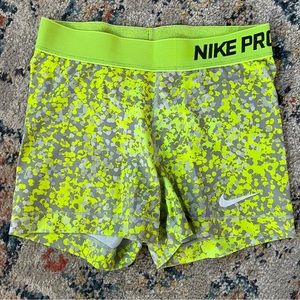 Nike Pro Neon Yellow Speckled Compression Shorts